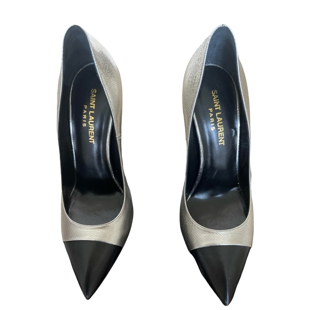 Saint Laurent Two-Tone Black and Silver Pumps